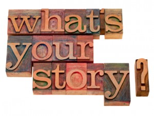 Printing block spelling "What's Your Story"