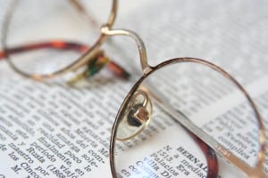 Eyeglasses and text