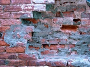 Broken brick wall